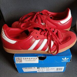 Adidas Samba OG Women Sneakers 8 (Tag is 7.5) Red w/Bonus Pair of Loved Gazelles